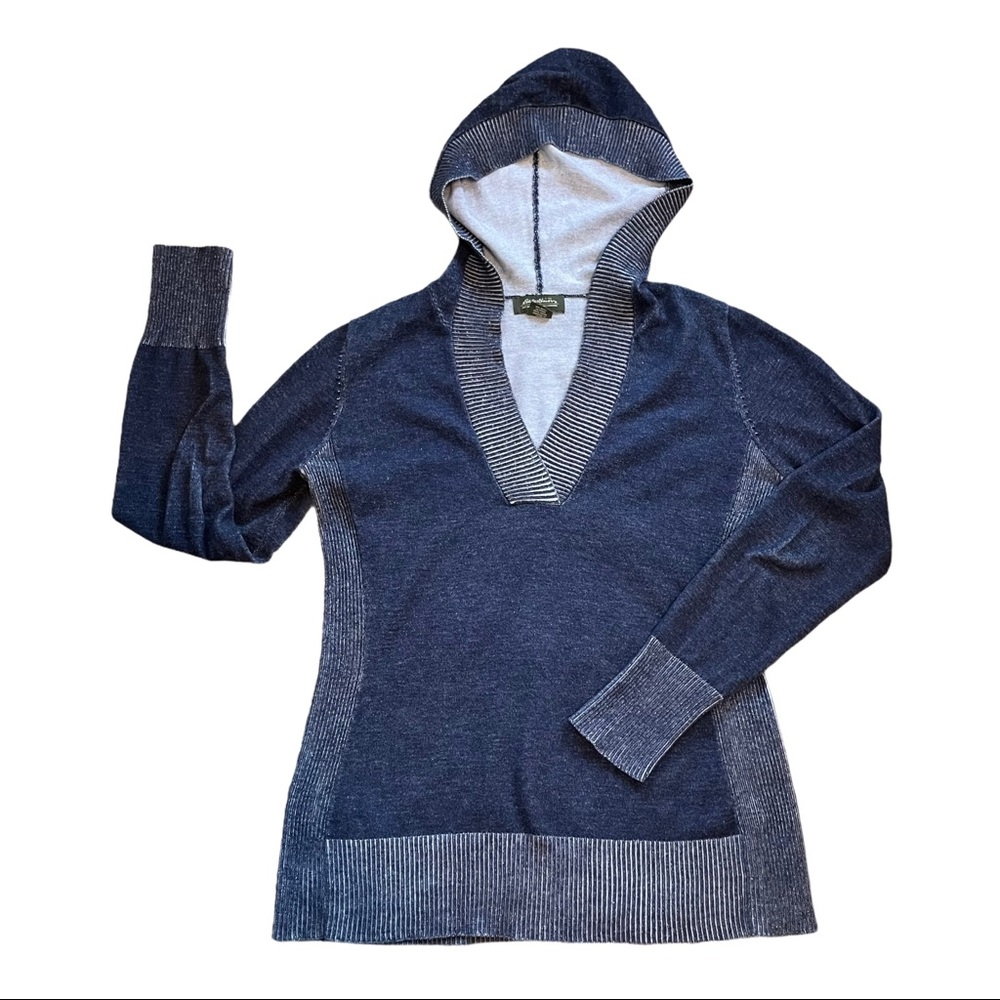 EDDIE BAUER Hooded Pull Over Sweater Women's Small Blue Oversized